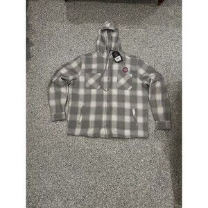 Antigua Mens Chicago Cubs Grey Long Sleeve Flannel Hoodie size XL NWT